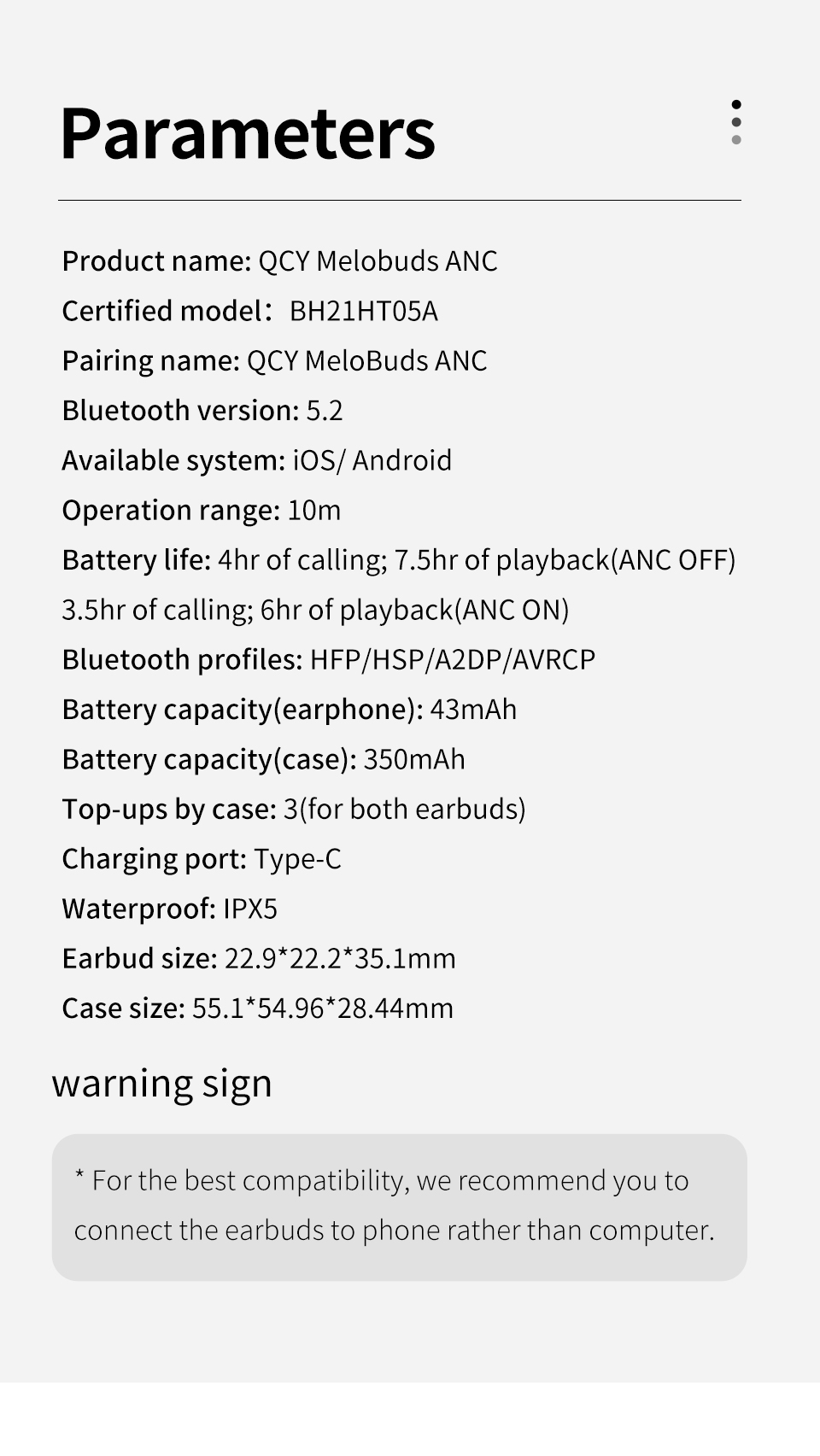QCY HT05 ANC Wireless Earphone 40dB Noise Cancelling Bluetooth 5.2 Headphone 6 Mic ENC HD Call TWS Earbuds Transparency Mode