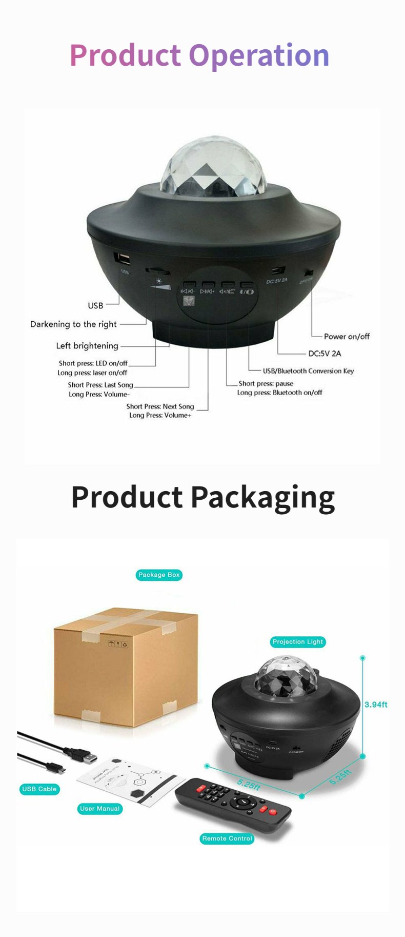 Starry Sky Music Projector LED Smart Home Living Bluetooth Speaker  Children Gift Party Light Remote Control Ten Colors Choose