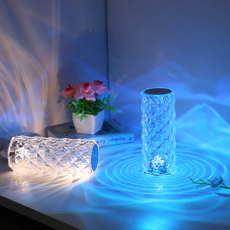 Crystal Table Lamp Rose Light Projector: Illuminate Your Space with Elegance and Romance