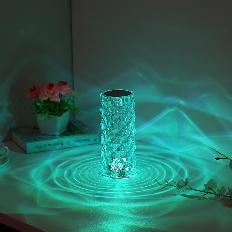 Crystal Table Lamp Rose Light Projector: Illuminate Your Space with Elegance and Romance