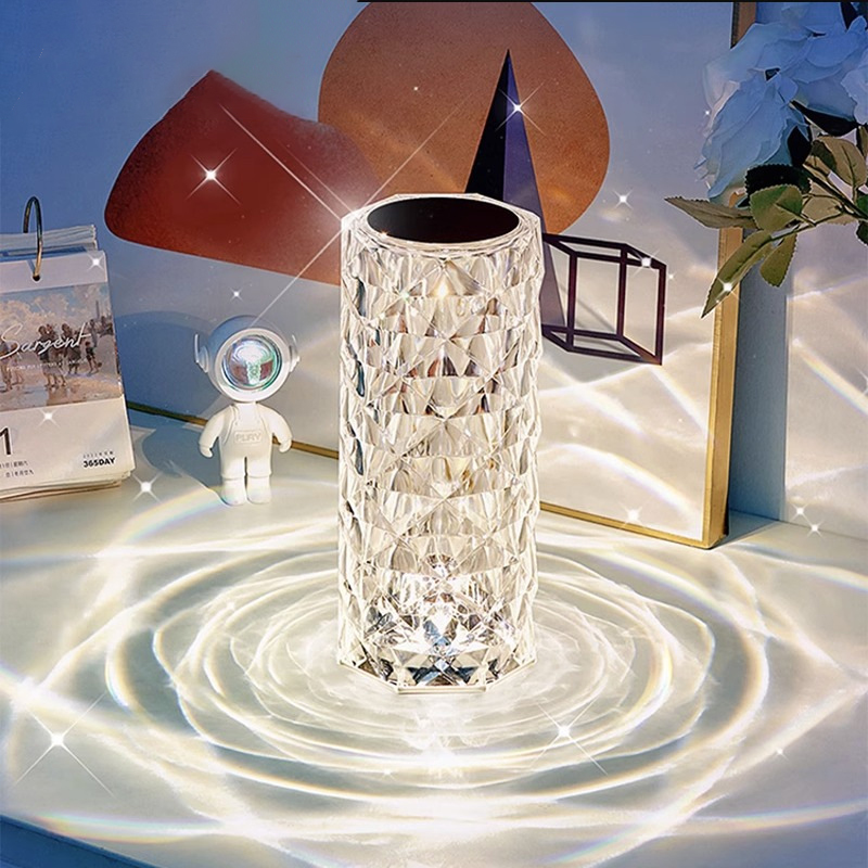 Crystal Table Lamp Rose Light Projector: Illuminate Your Space with Elegance and Romance