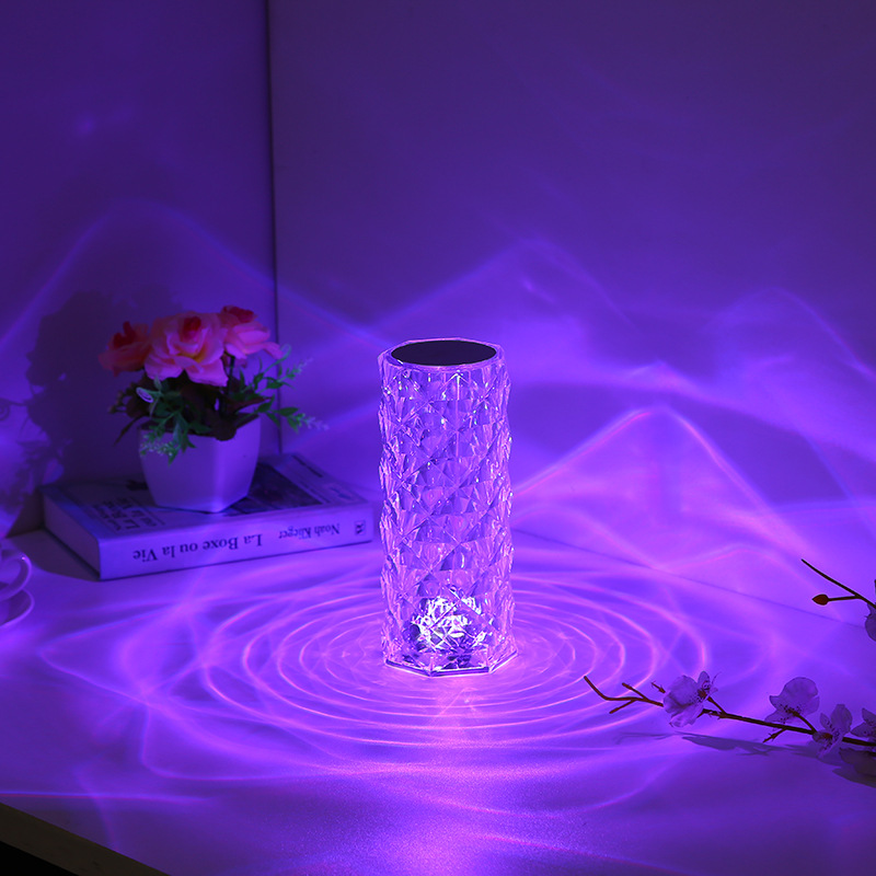 Crystal Table Lamp Rose Light Projector: Illuminate Your Space with Elegance and Romance