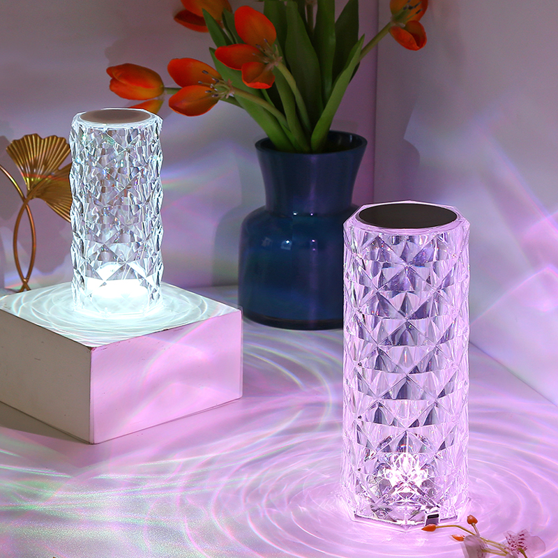Crystal Table Lamp Rose Light Projector: Illuminate Your Space with Elegance and Romance